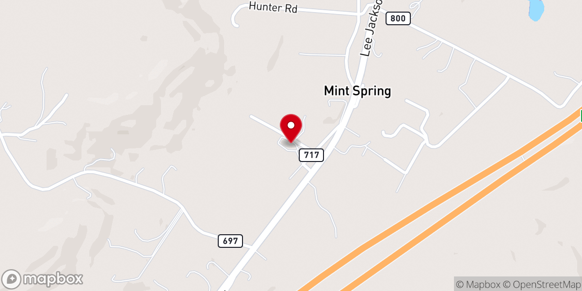 Map showing location of Helping Hands Food Pantry @ Mint Spring UMC - Food Distribution Center