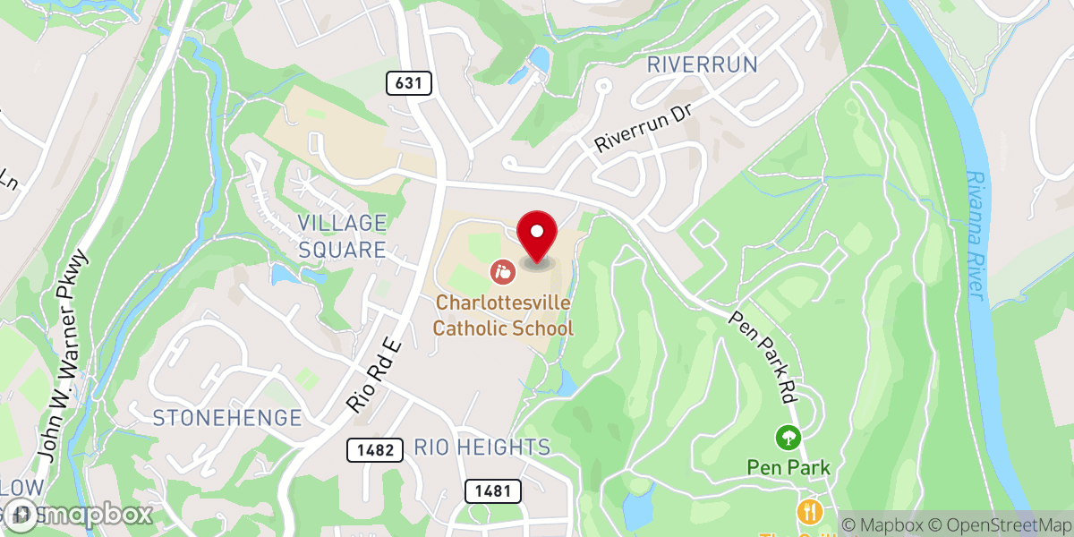 Map showing location of Charlottesville Catholic School