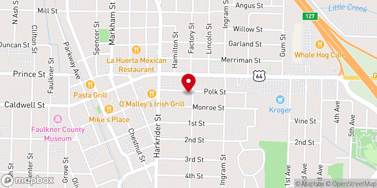 Map showing location of Faulkner Baptist Association