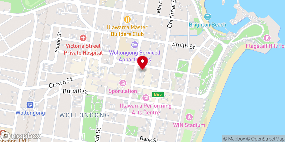 Map showing location of Wollongong Combined Churches Education Board