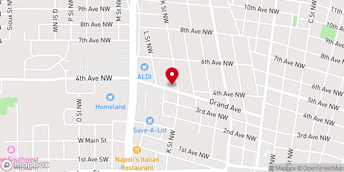 Map showing location of Sunrise Baptist Church