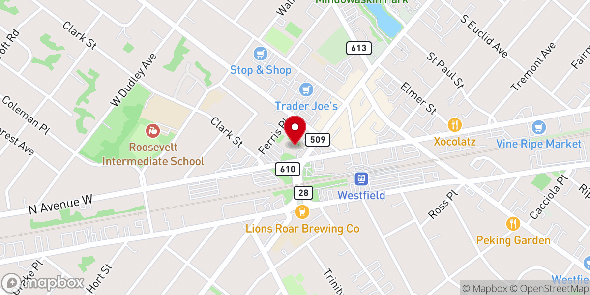 Map showing location of First United Methodist Church Westfield