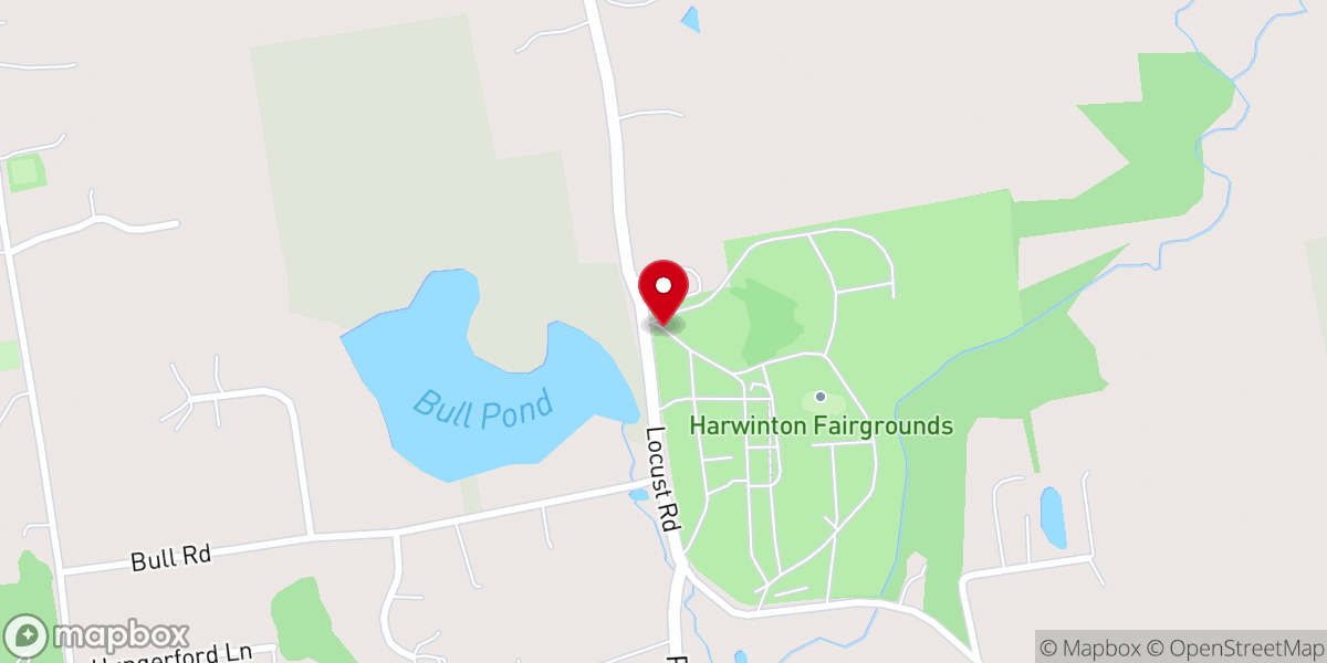 Map showing location of Harwinton Fairgrounds