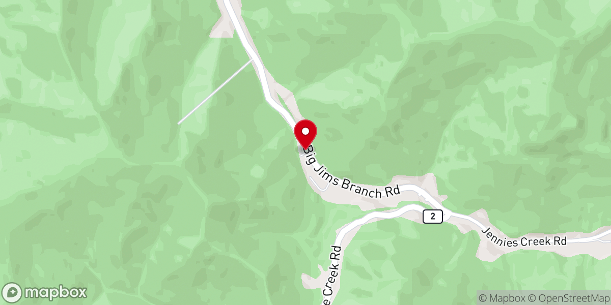 Map showing location of Jennie Creek Church