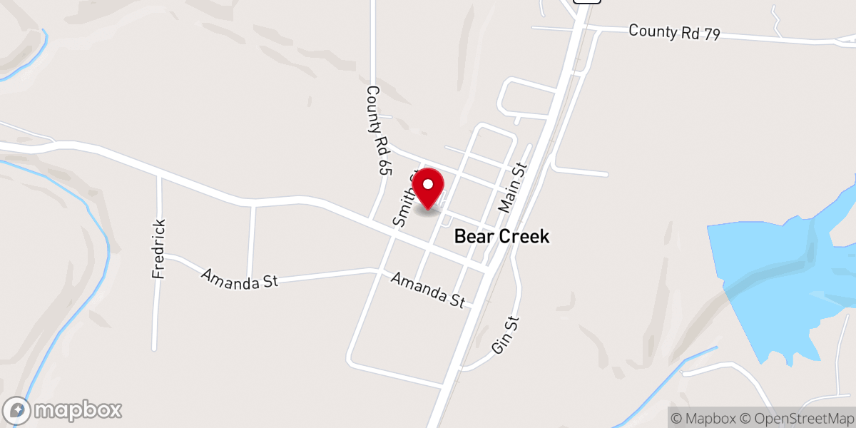 Map showing location of Bear Creek United Methodist Church