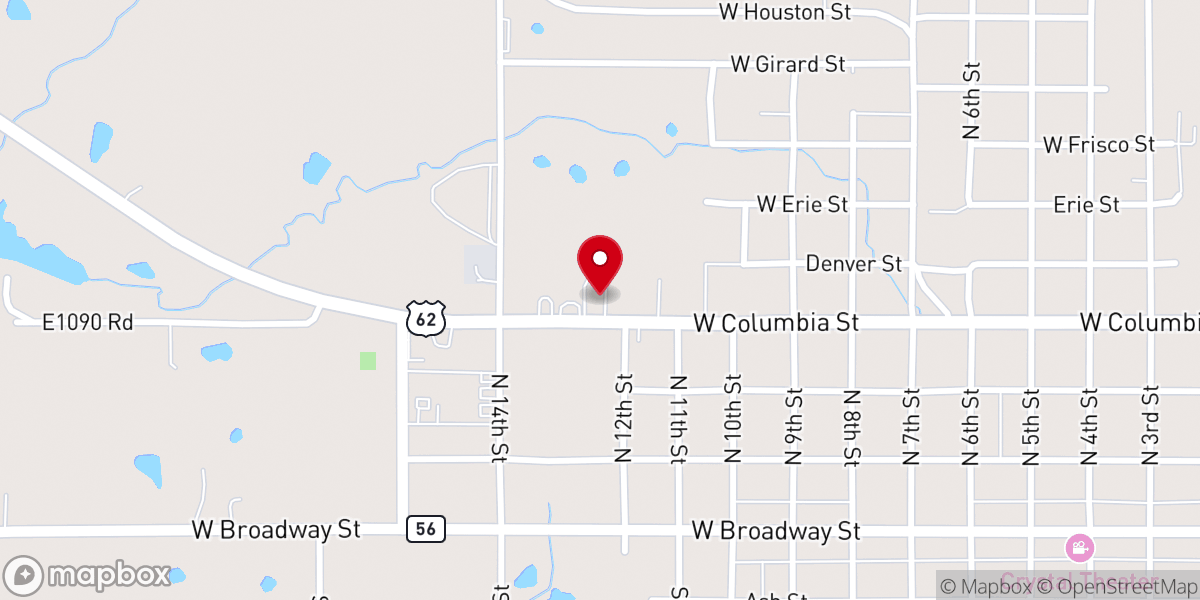 Map showing location of Calvary Baptist Church