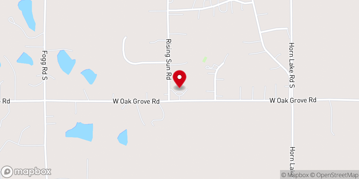 Map showing location of Oak Grove Baptist Church