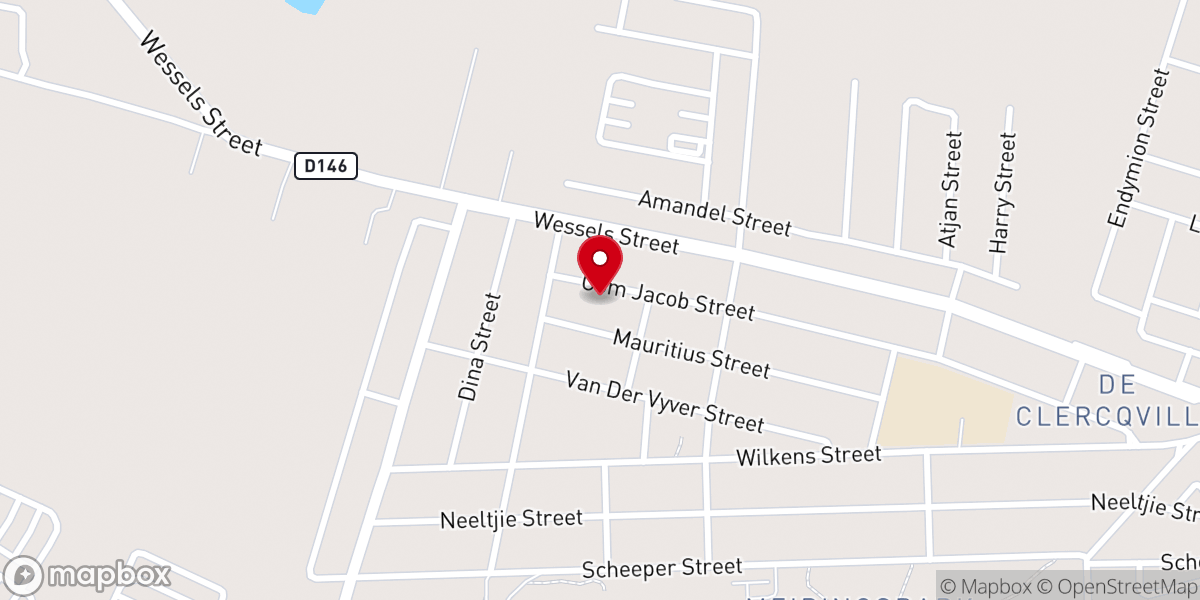 Map showing location of Ng Kerk Meiring Park Klerksdorp