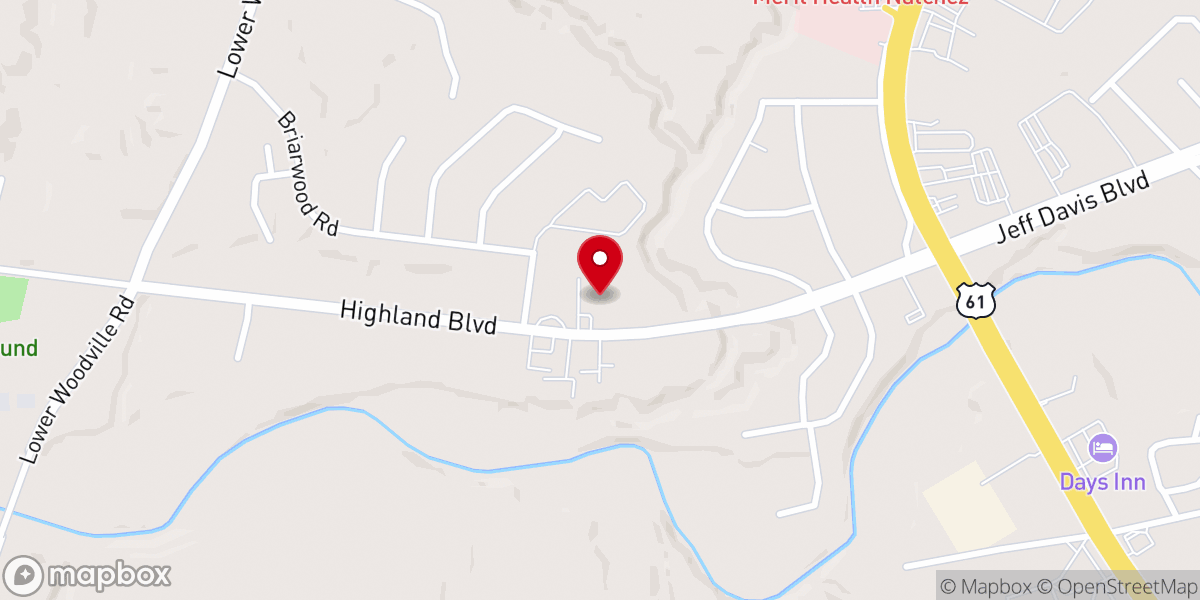 Map showing location of Highland Baptist Church