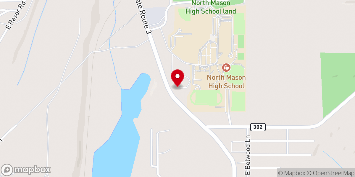 Map showing location of North Mason Bible Church