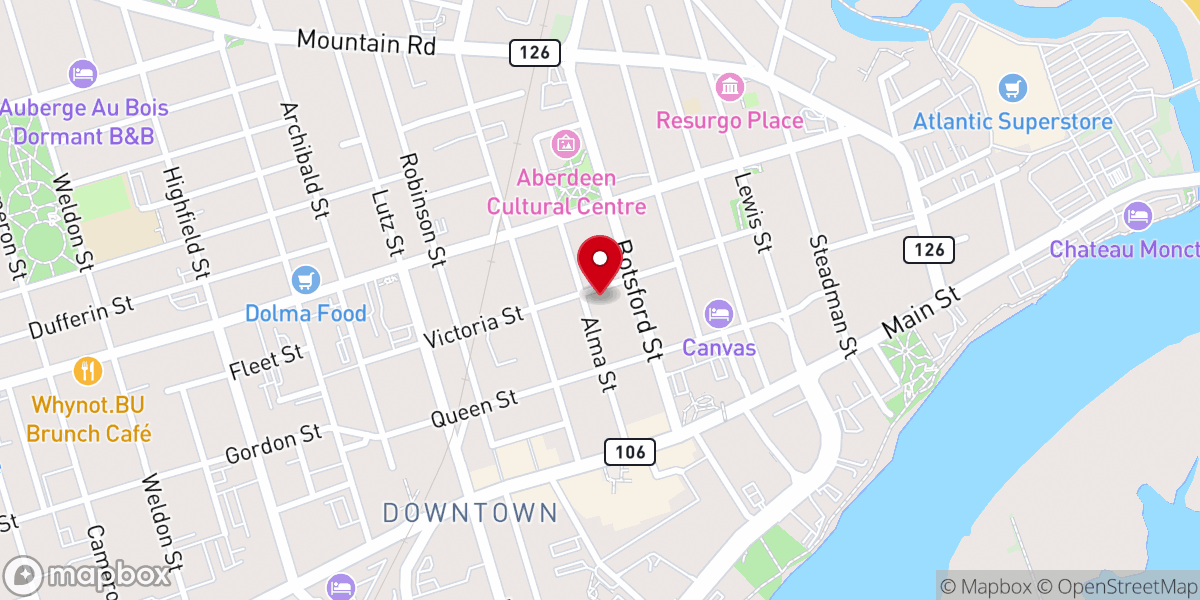 Map showing location of St. John's United Church