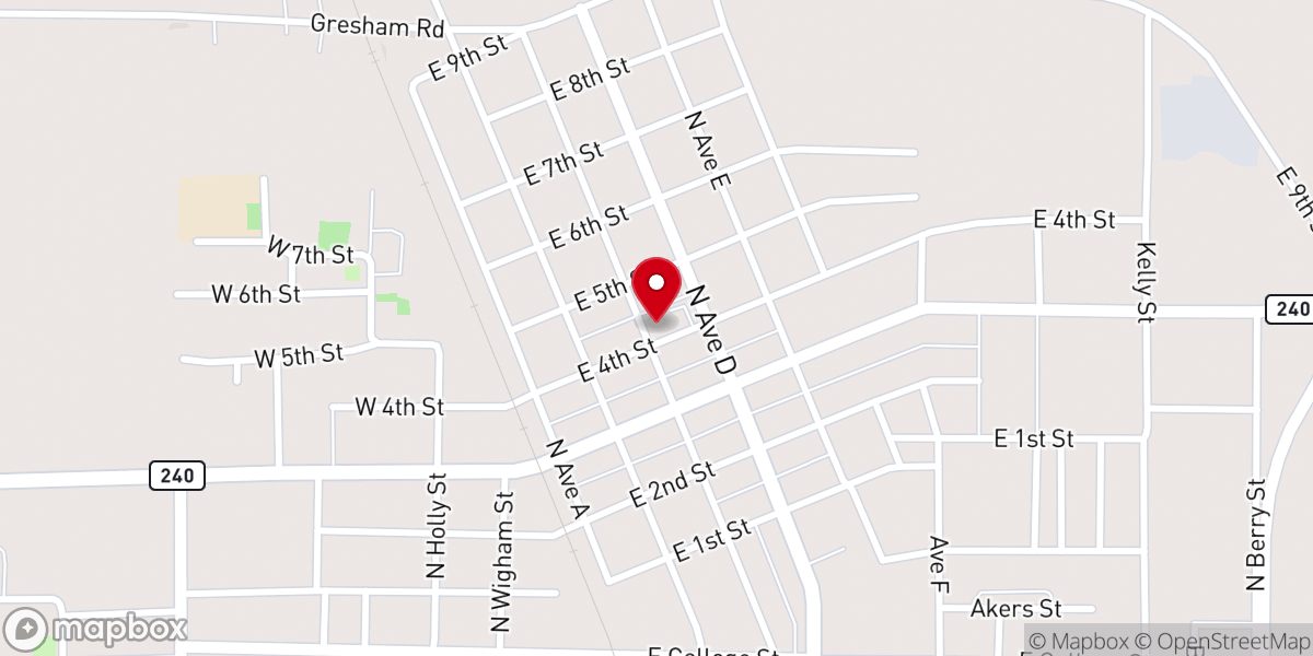 Map showing location of First United Methodist Church of Burkburnett