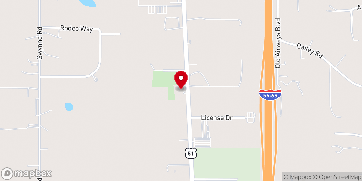 Map showing location of Oak Grove MB Church