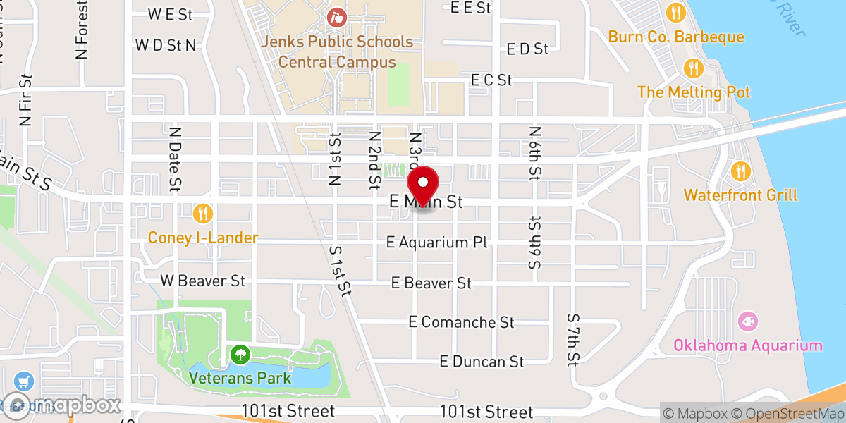 Map showing location of First Christian Church-Jenks