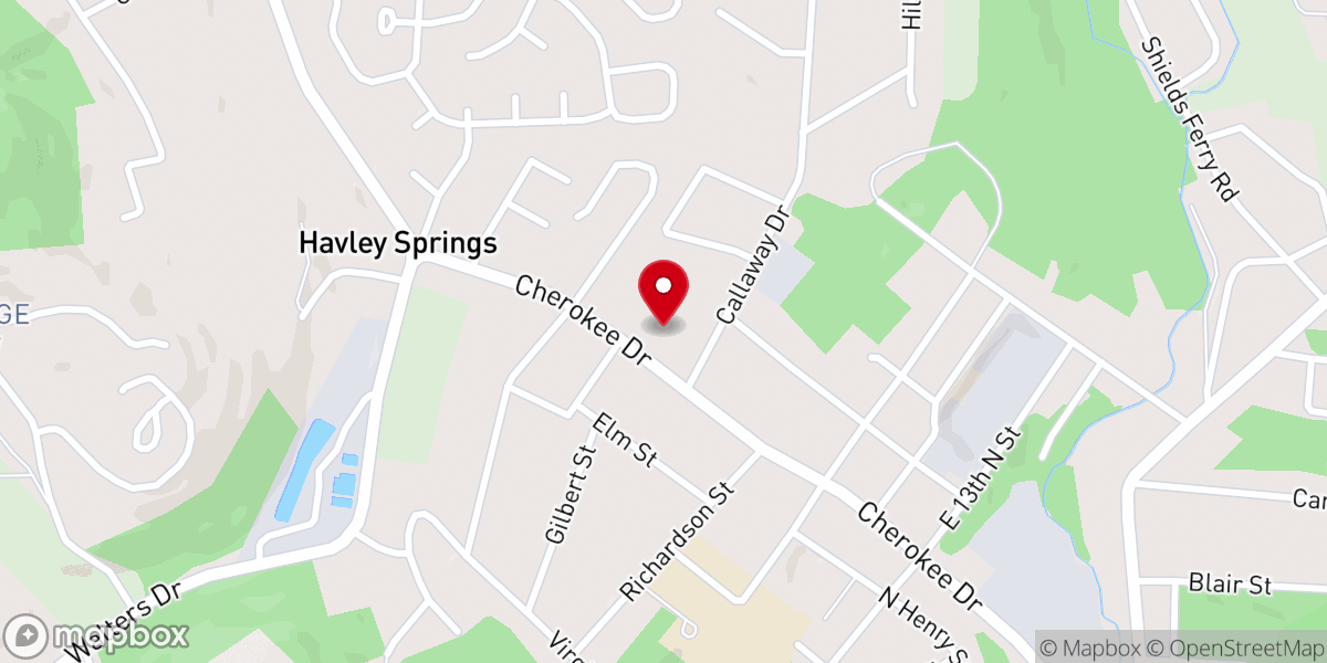 Map showing location of Bethel Baptist Church