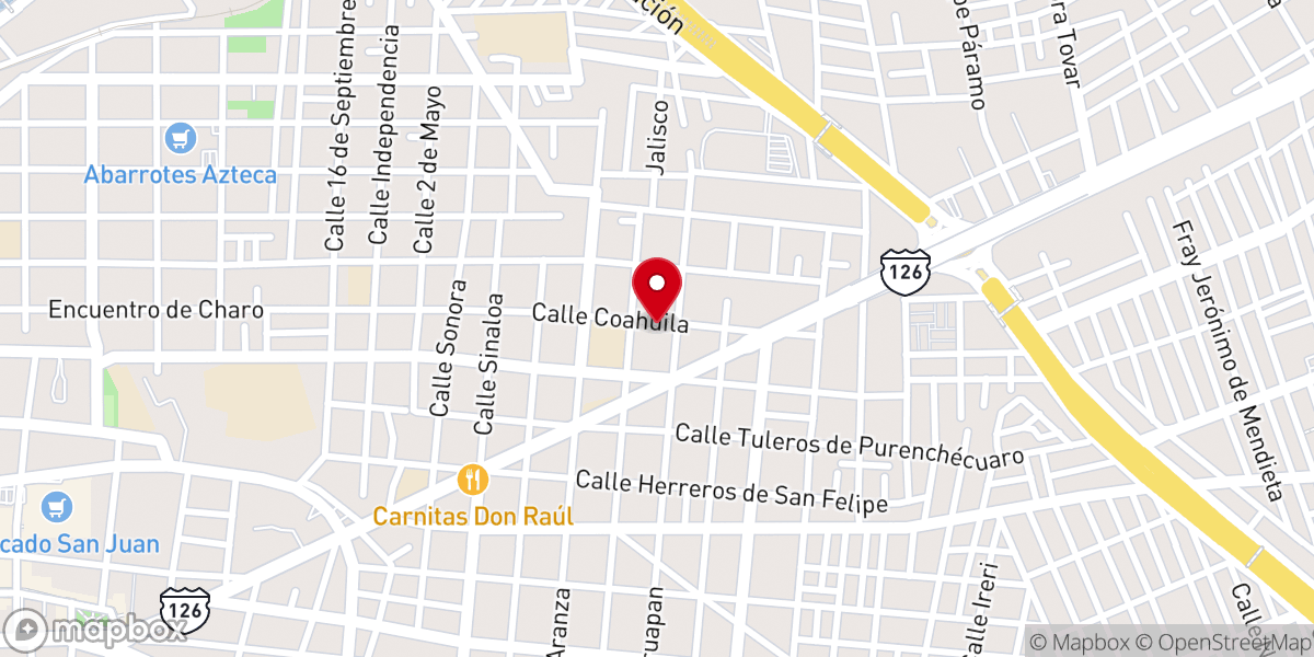 Map showing location of Iglesia de Dios (7° Día) A. R. Morelia Templo Salomón