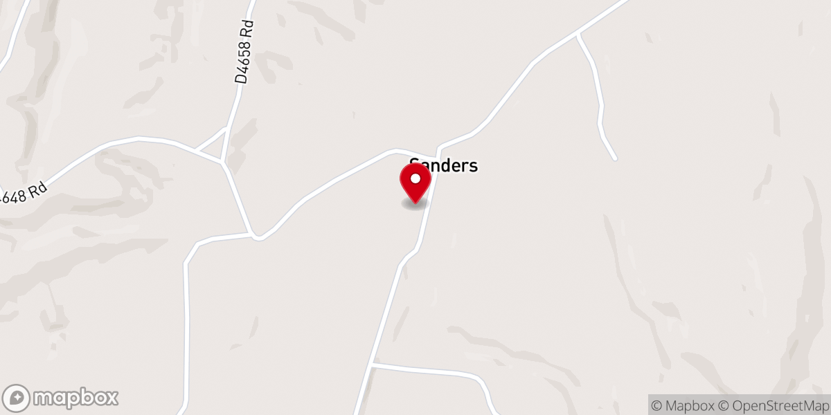 Map showing location of Sanders Baptist Church