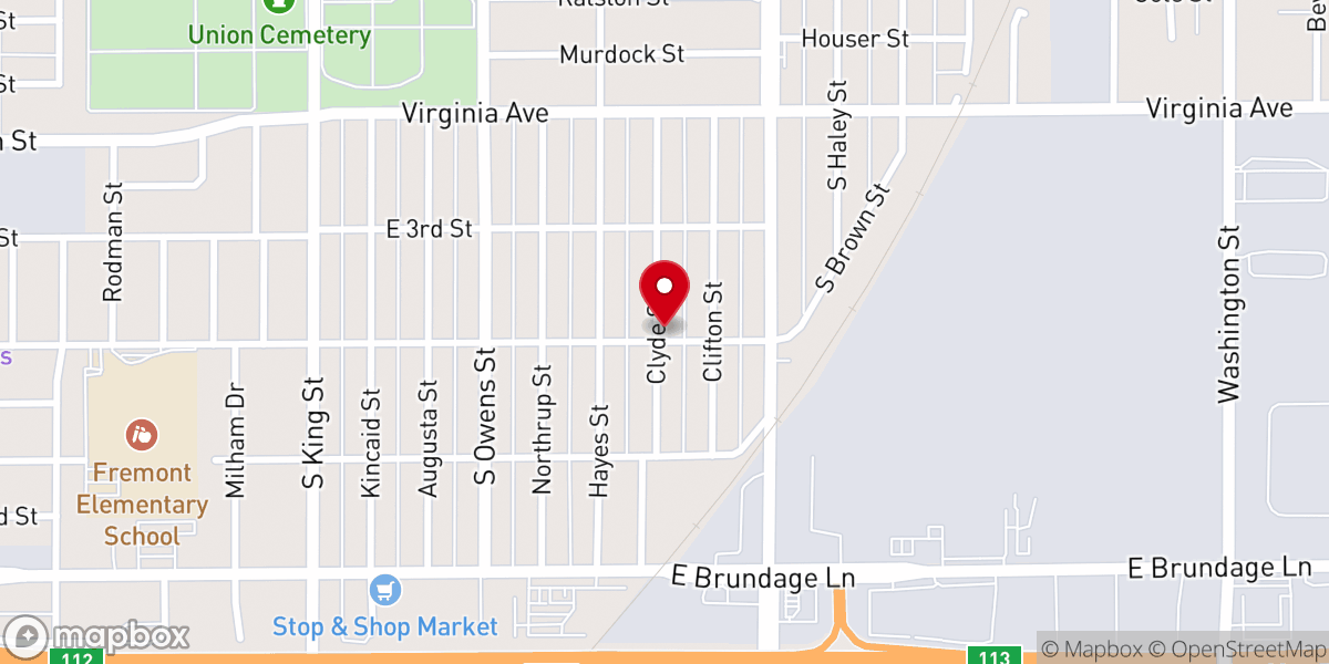 Map showing location of Thompson Memorial Church of God in Christ