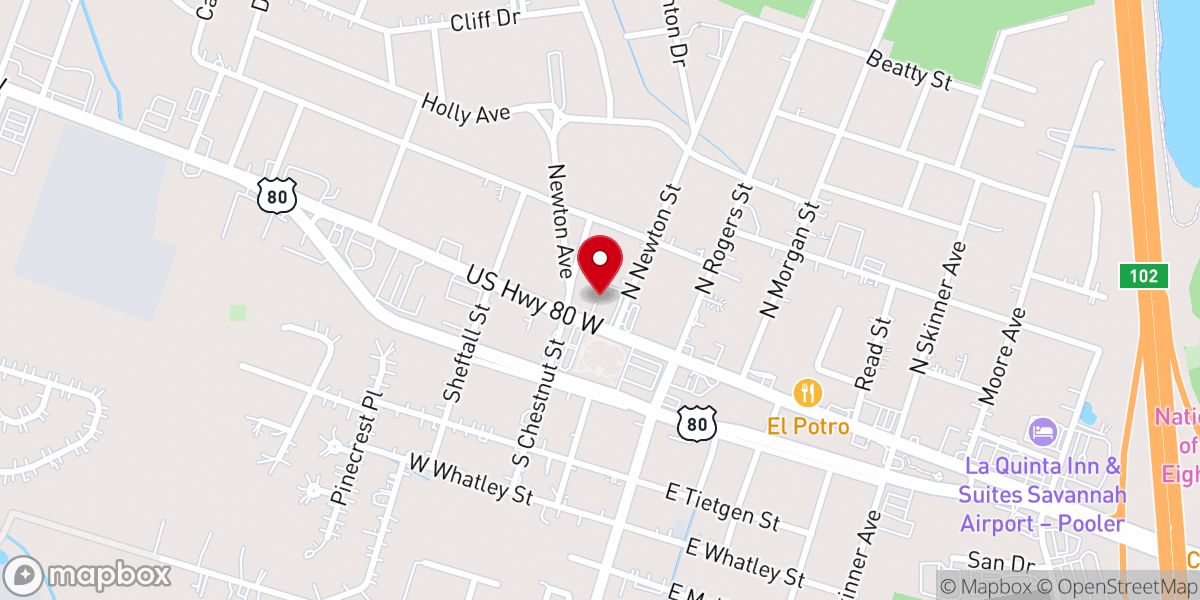 Map showing location of Pooler First Baptist Church