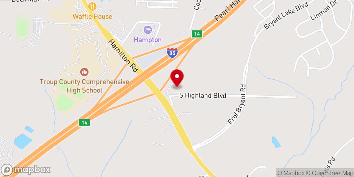 Map showing location of South Highland Church