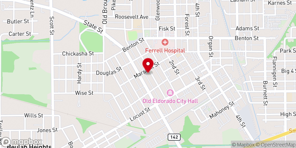 Map showing location of First Christian Church