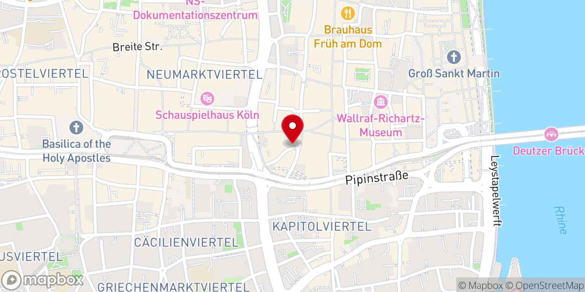 Map showing location of Evangelische frei Gemeinde Köln