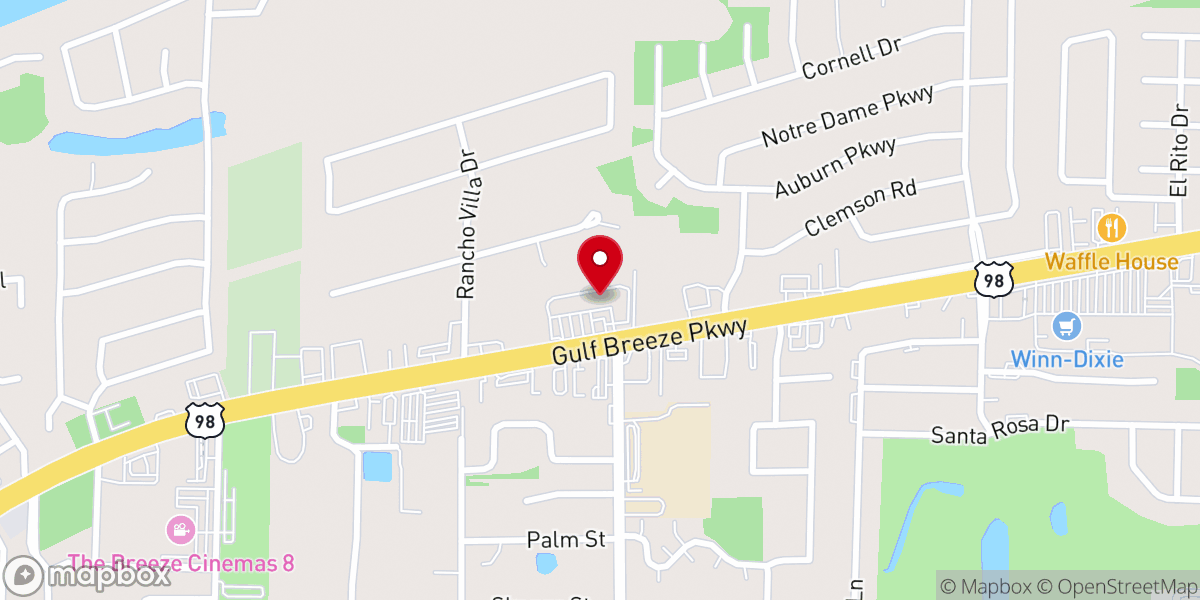 Map showing location of Redemption Church Gulf Breeze