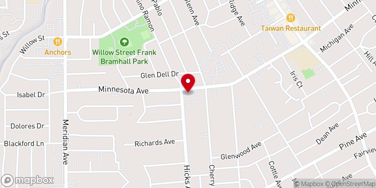 Map showing location of Willow Glen Bible Church