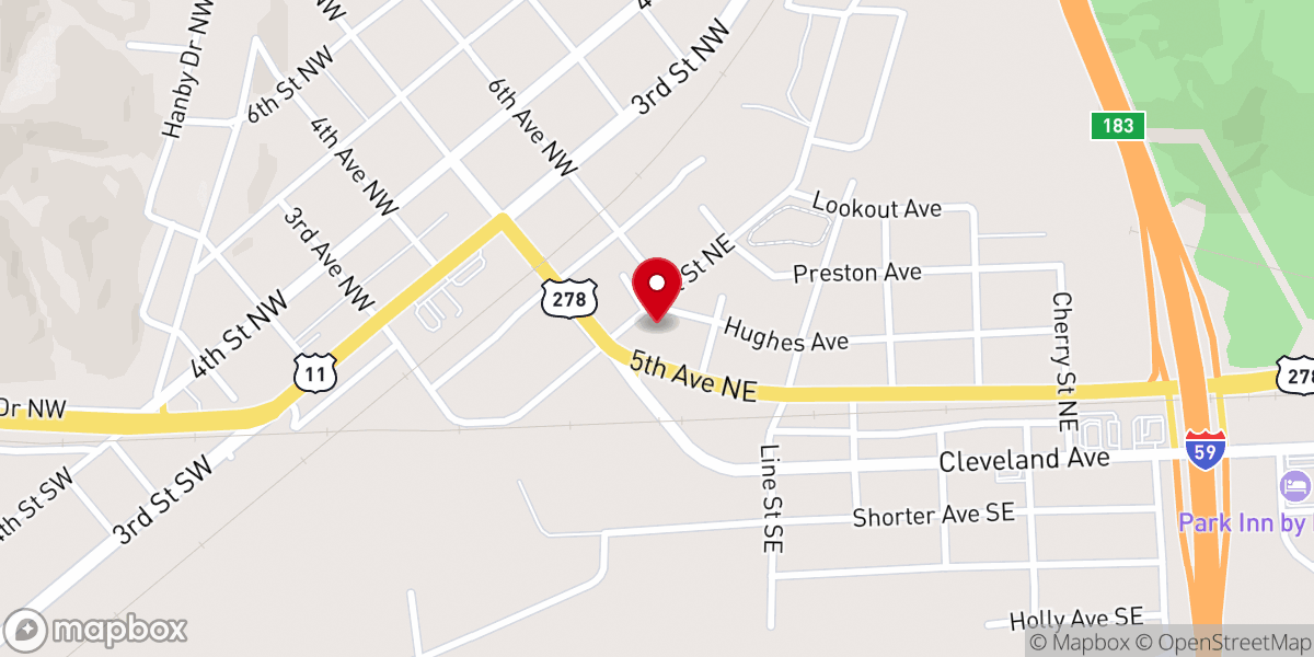 Map showing location of Hughes Avenue Baptist Church