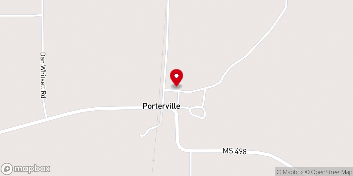 Map showing location of Porterville Methodist Church