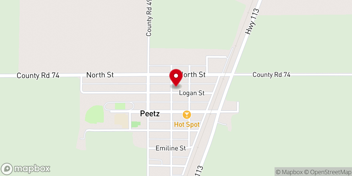 Map showing location of Peetz Community Church