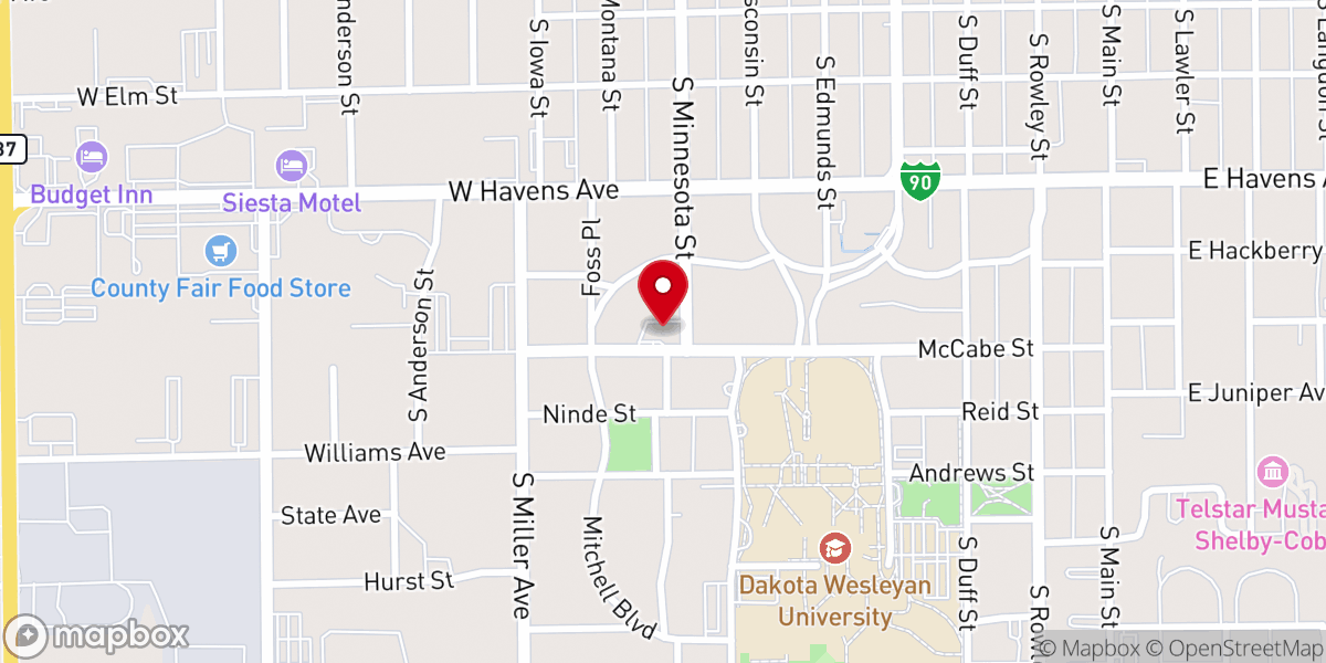 Map showing location of New Home Luthern Church