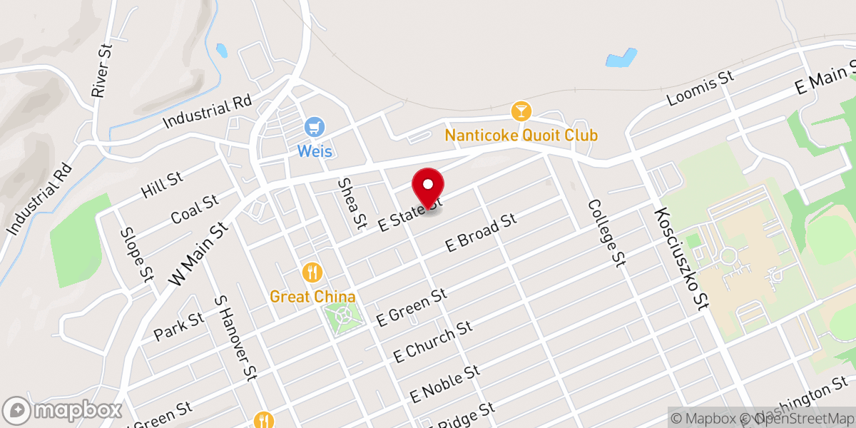 Map showing location of St. John's Lutheran Church