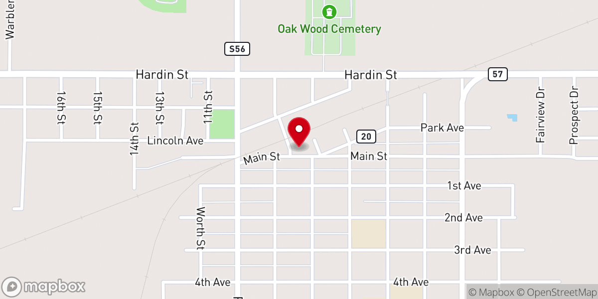Map showing location of Ackley Publishing Company, Inc. dba Ackley Printing Company