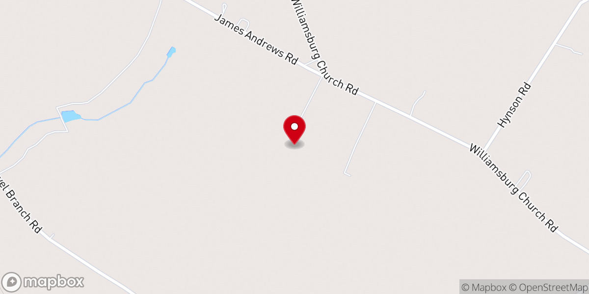 Map showing location of Cohee Barn/The Barn at Williamsburg Farm