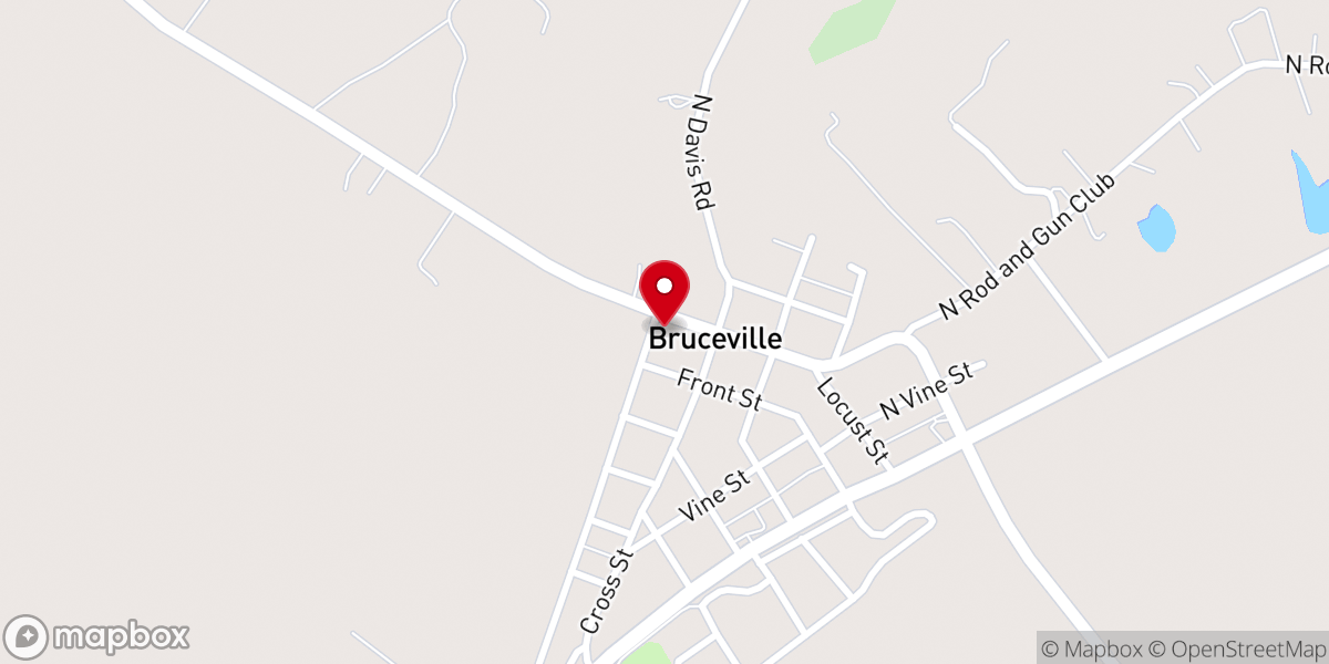 Map showing location of Bruceville Christian Church