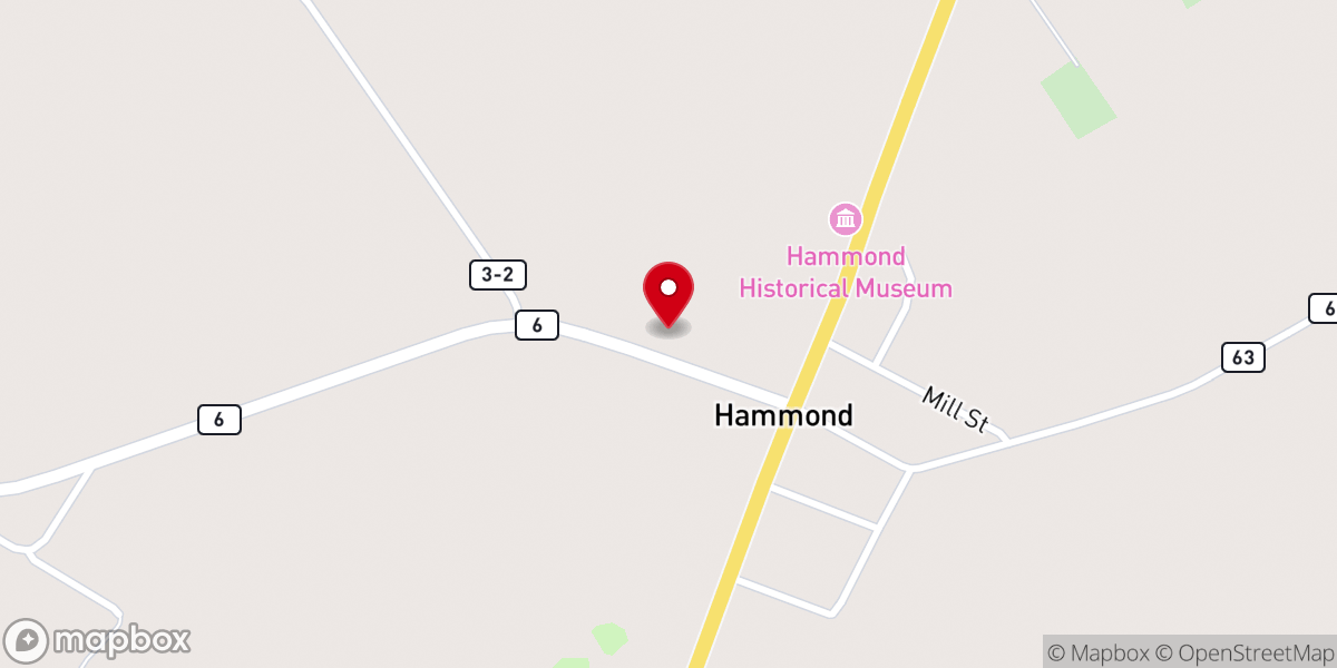 Map showing location of Hammond Presbyterian Church of Hammond, New York