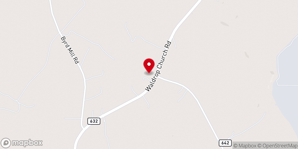 Map showing location of Waldrop Baptist Church