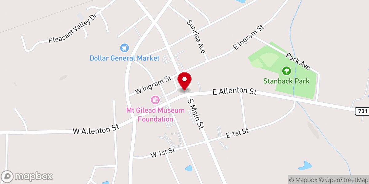 Map showing location of Shiloh Holiness Church