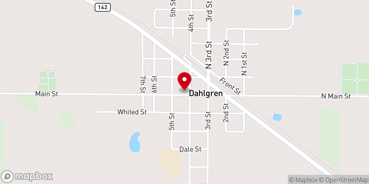 Map showing location of Dahlgren Baptist Church