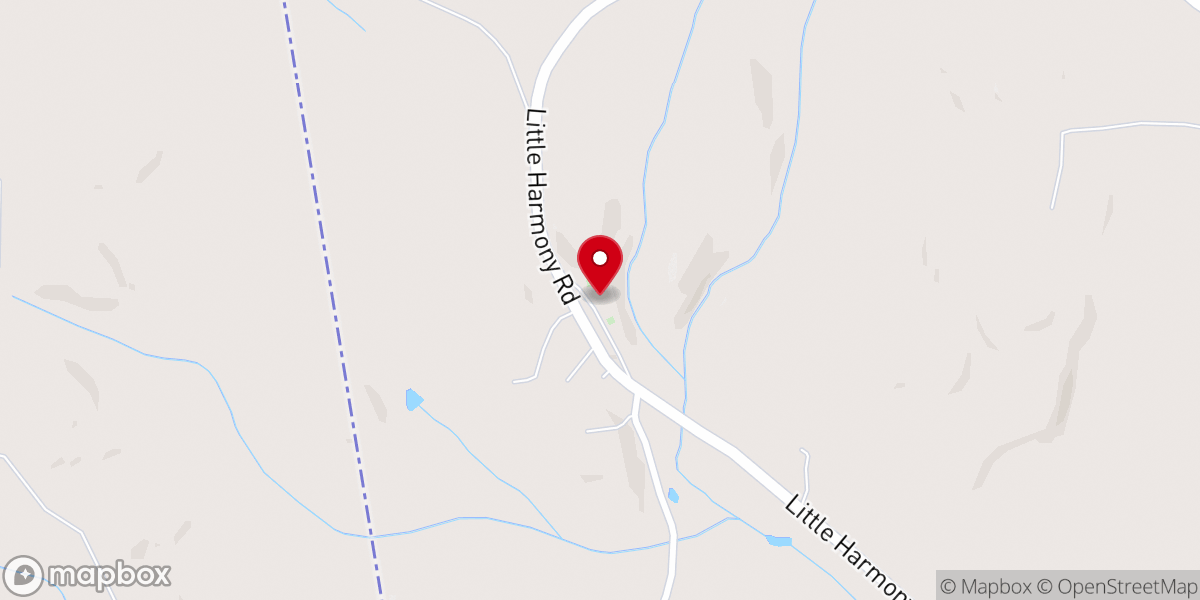 Map showing location of Harmony Church