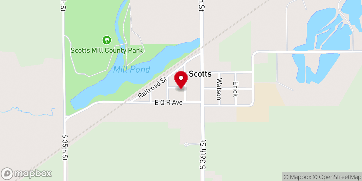 Map showing location of Scotts United Methodist Church