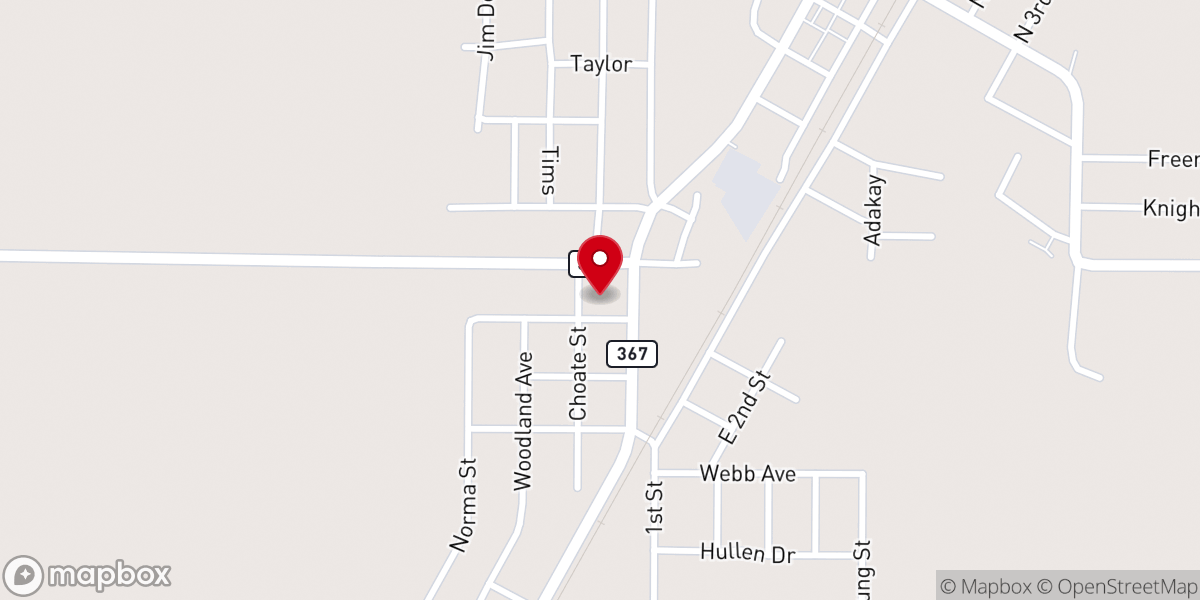 Map showing location of Free Will Baptist Church