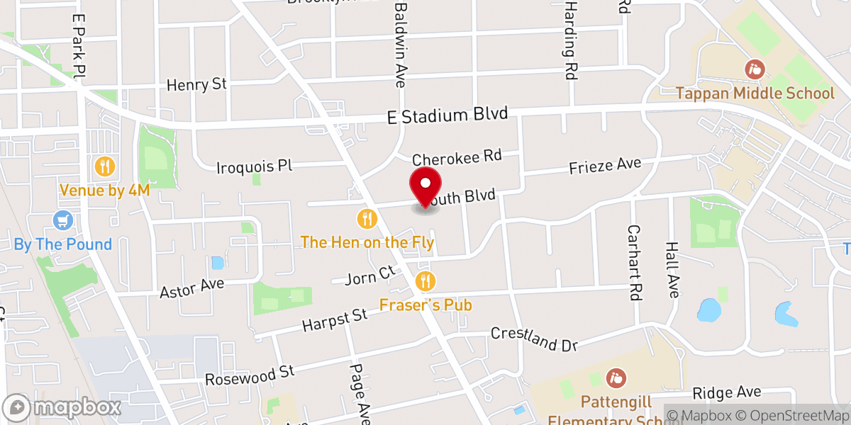 Map showing location of The Church in Ann Arbor