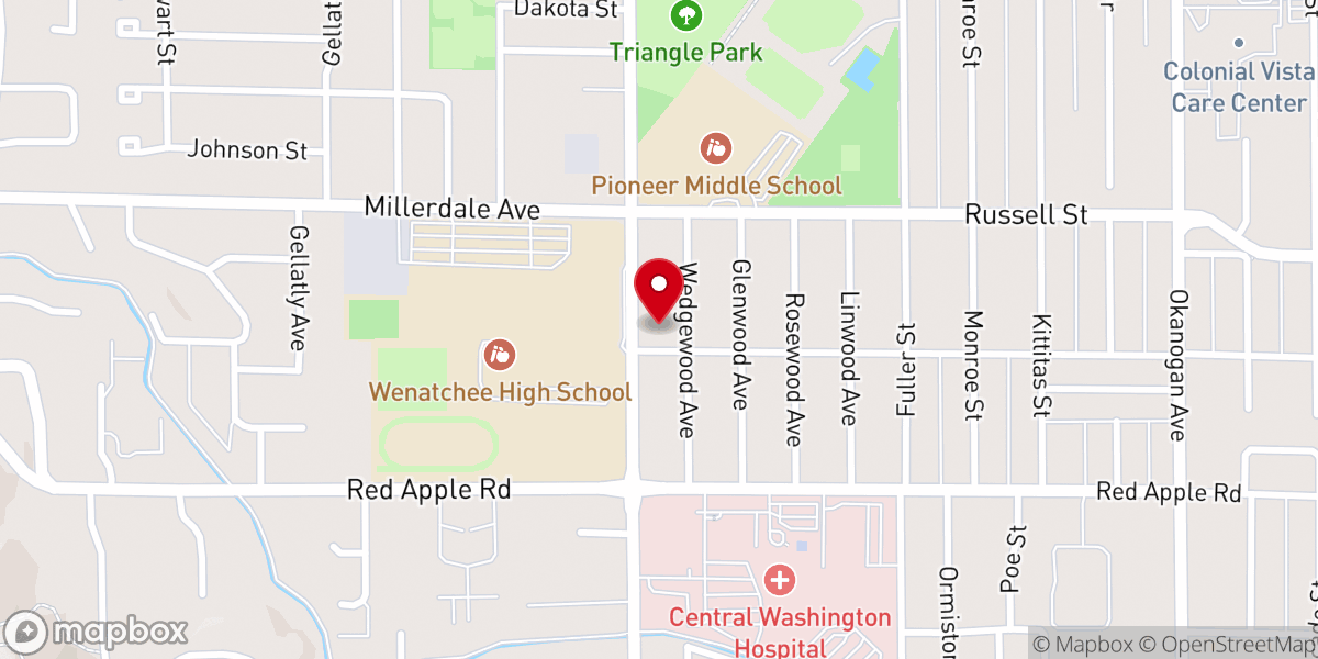 Map showing location of Wenatchee Church of the Nazarene