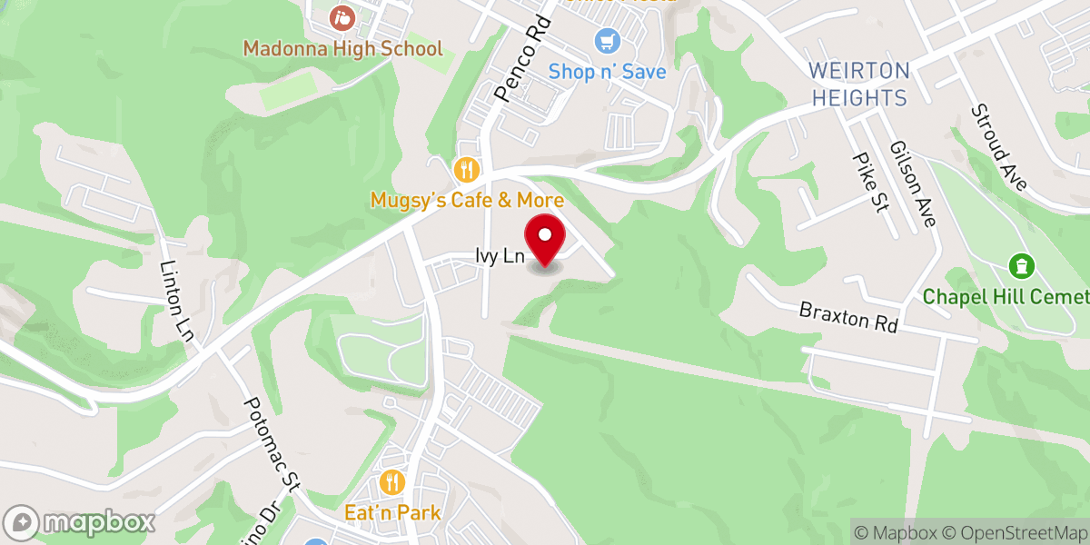 Map showing location of Weirton Christian Center