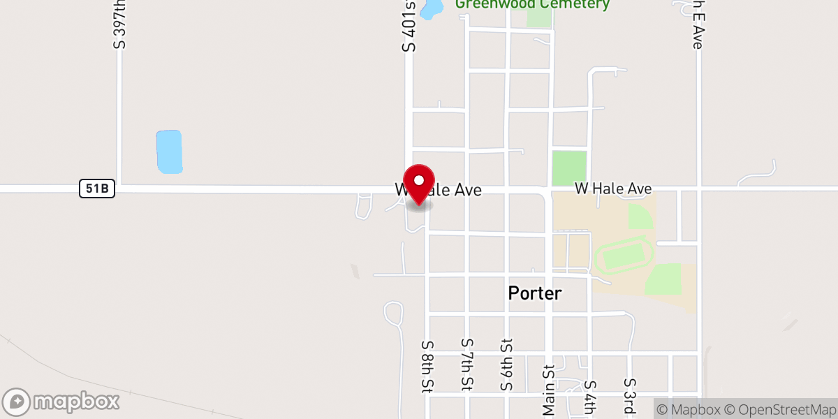 Map showing location of Porter Church of Christ