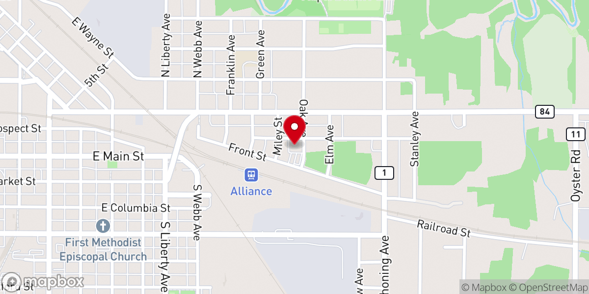 Map showing location of New Zion Baptist Church