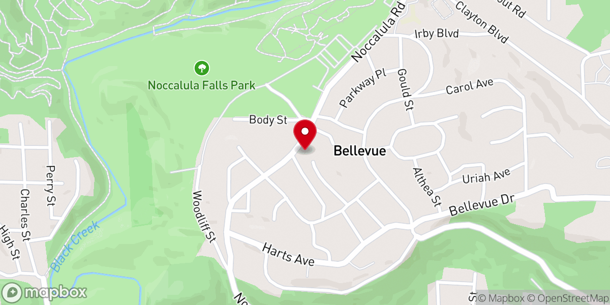 Map showing location of Noccalula Church of God
