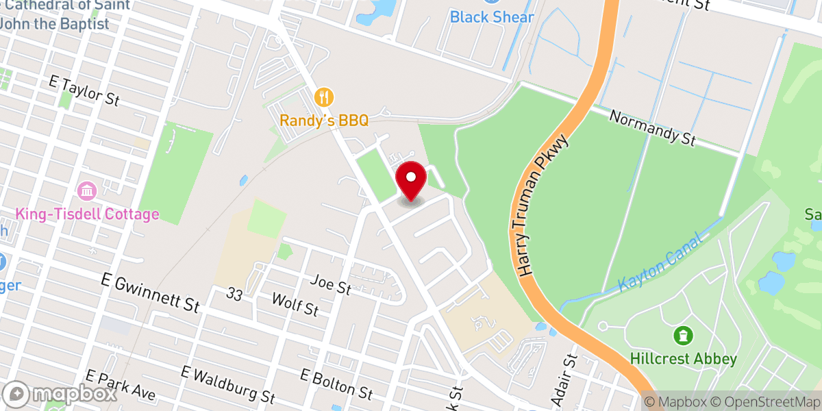Map showing location of Fifth Street Baptist Church